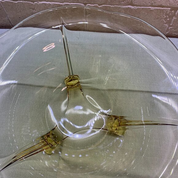 Vintage Fostoria 2394 Yellow 3 Footed Bowl - 11 5/8" Depression Glass - Picture 3 of 7